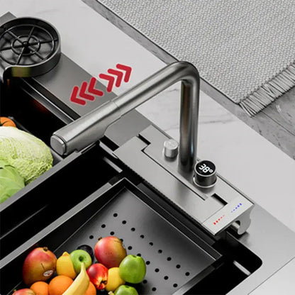 Modern stainless steel digital display pull out kitchen faucet