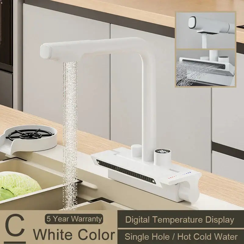 Modern stainless steel digital display pull out kitchen faucet