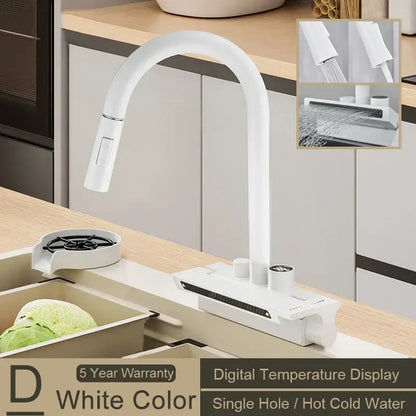 Modern stainless steel digital display pull out kitchen faucet