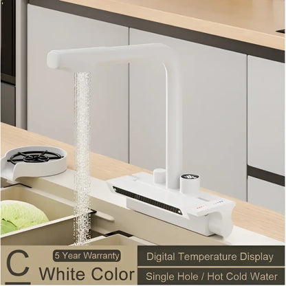 Modern stainless steel digital display pull out kitchen faucet