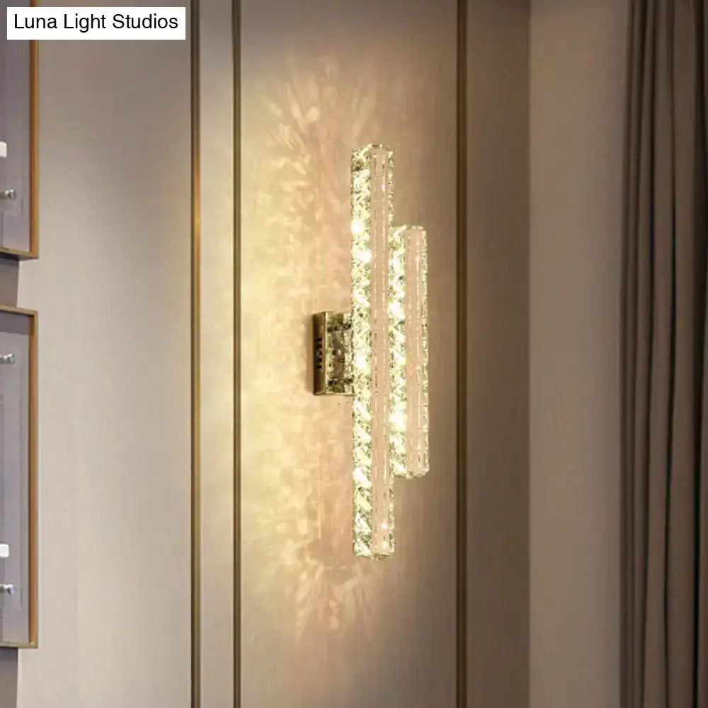 Modern stainless steel k9 crystal led wall mount light living room