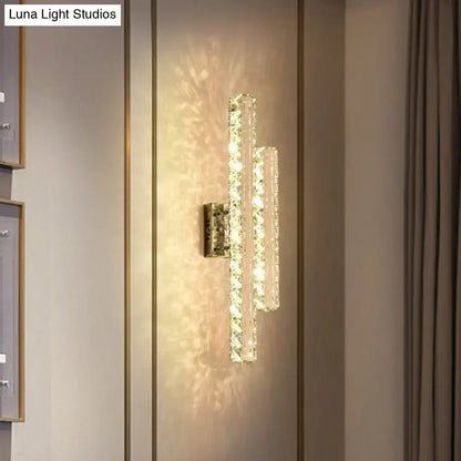 Modern stainless steel k9 crystal led wall mount light living room