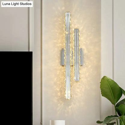 Modern stainless steel k9 crystal led wall mount light living room