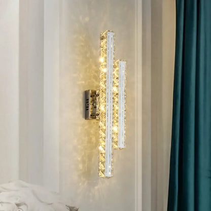 Modern stainless steel k9 crystal led wall mount light living room