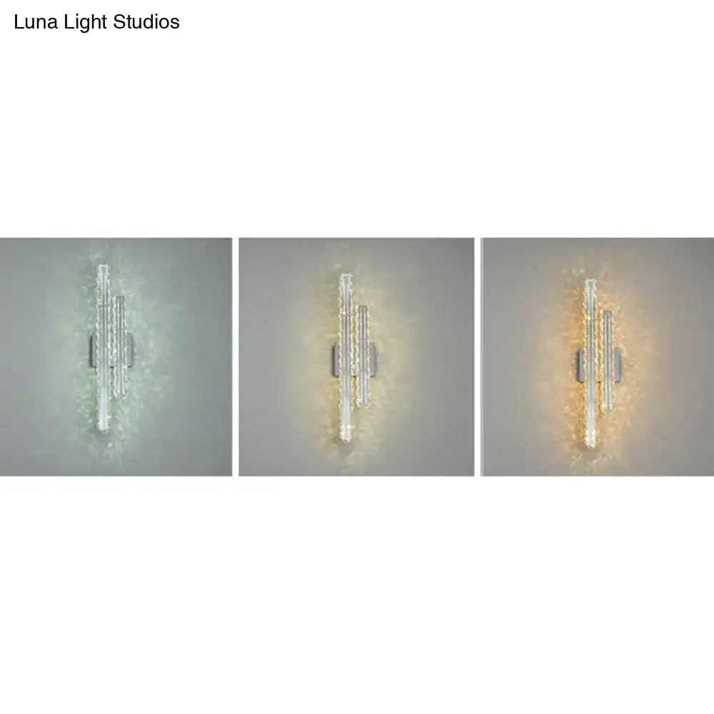 Modern stainless steel k9 crystal led wall mount light living room