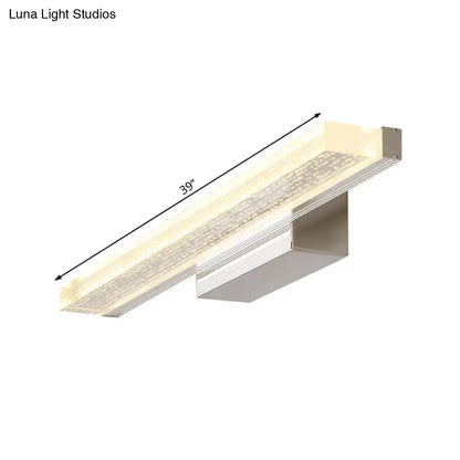 Modern stainless steel led bathroom light with frosted shade