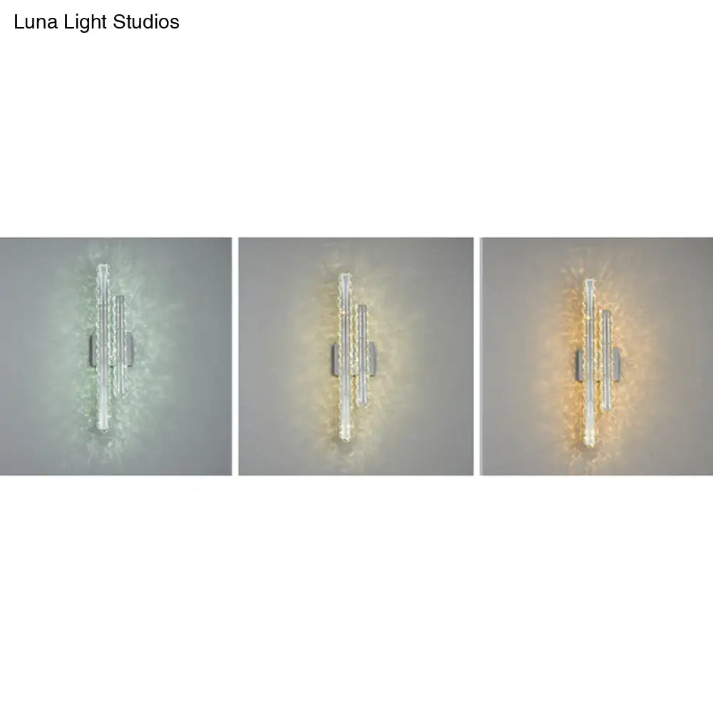DecorBites™ Modern Stainless-Steel LED Wall Mount Light with K9 Crystal Accent - Perfect for Living Room