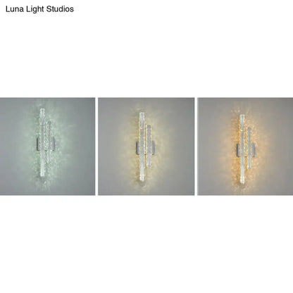 DecorBites™ Modern Stainless-Steel LED Wall Mount Light with K9 Crystal Accent - Perfect for Living Room
