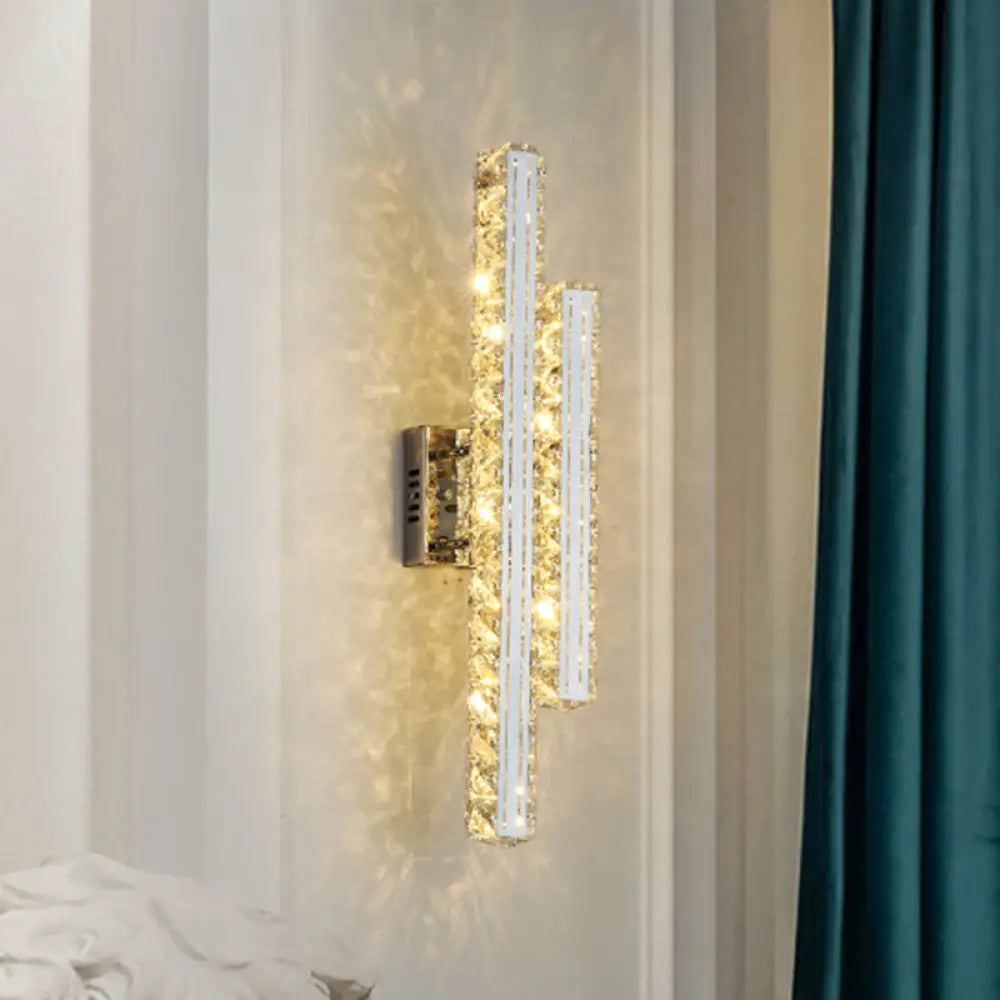 DecorBites™ Modern Stainless-Steel LED Wall Mount Light with K9 Crystal Accent - Perfect for Living Room