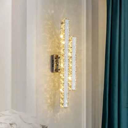 DecorBites™ Modern Stainless-Steel LED Wall Mount Light with K9 Crystal Accent - Perfect for Living Room