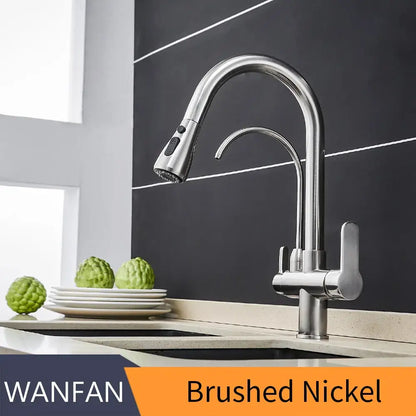 Modern stainless steel pull down kitchen faucet with extendable hose