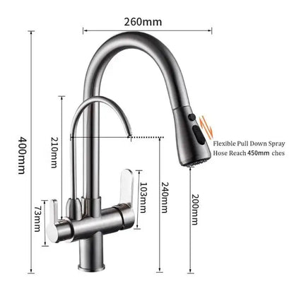 Modern stainless steel pull down kitchen faucet with extendable hose