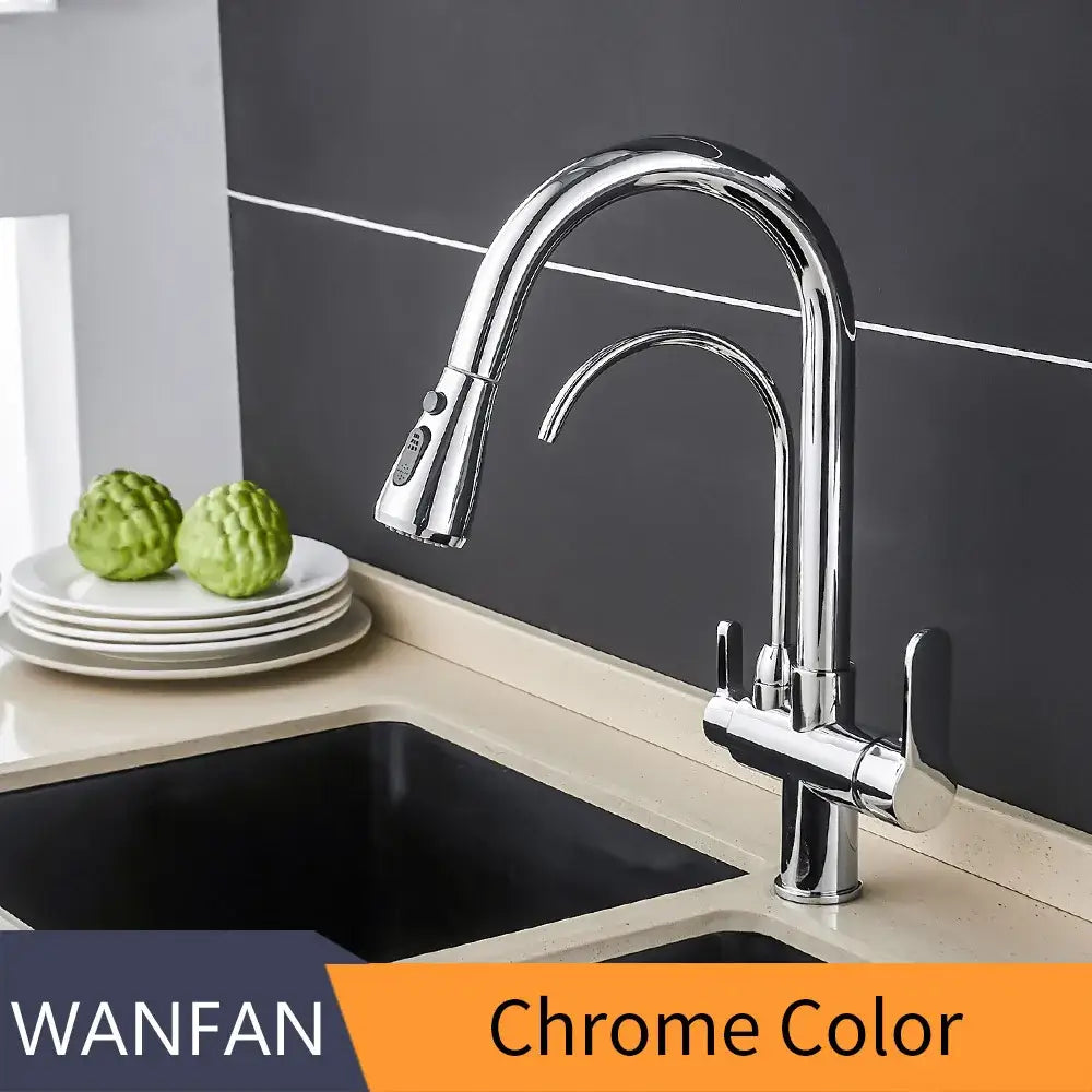 Modern stainless steel pull down kitchen faucet with extendable hose