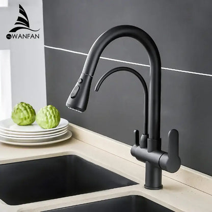 Modern stainless steel pull down kitchen faucet with extendable hose