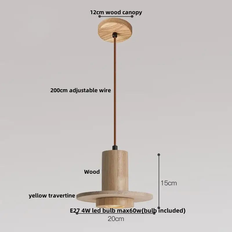 Modern stone and wood glass ball led pendant lamp dining room