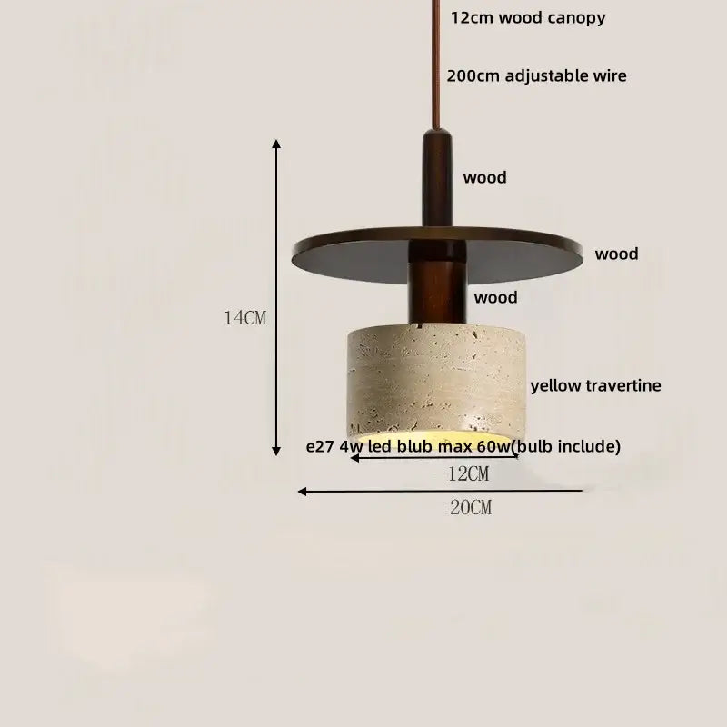 Modern stone and wood glass ball led pendant lamp dining room