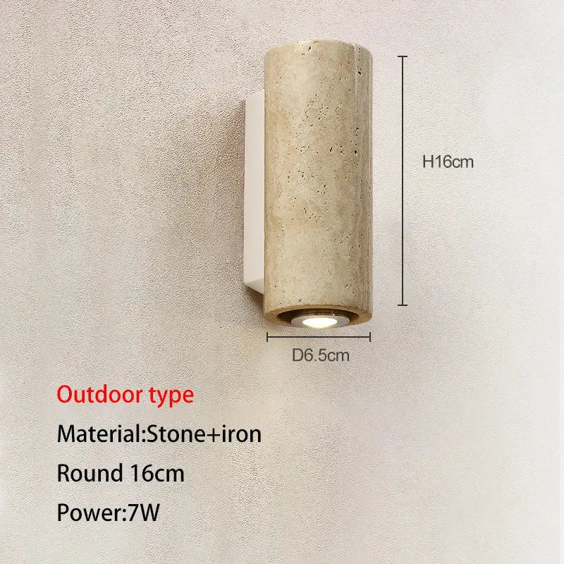Modern stone and wood wall lamp bedroom cave stone outdoor light