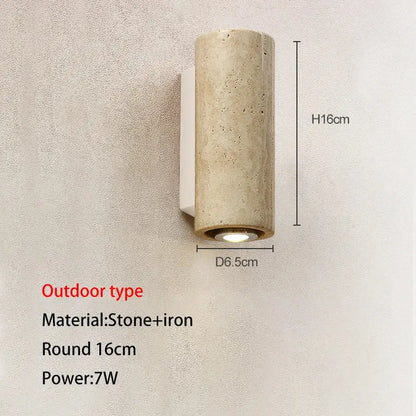 Modern stone and wood wall lamp bedroom cave stone outdoor light