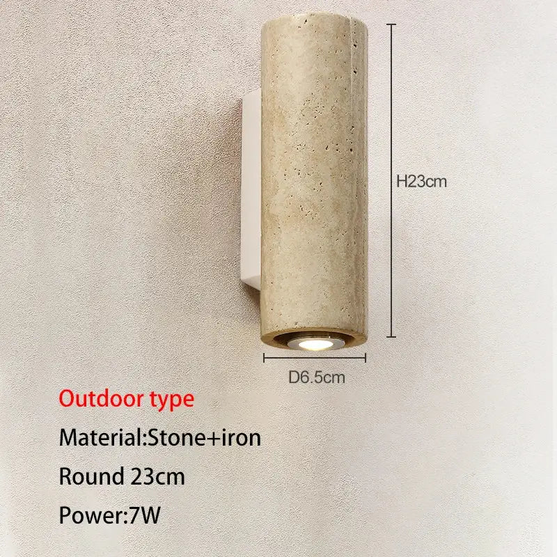 Modern stone and wood wall lamp bedroom cave stone outdoor light