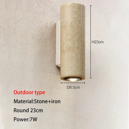 Modern stone and wood wall lamp bedroom cave stone outdoor light