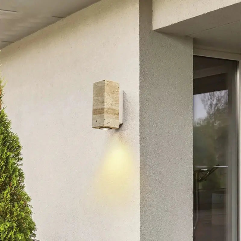 Modern stone and wood wall lamp bedroom cave stone outdoor light