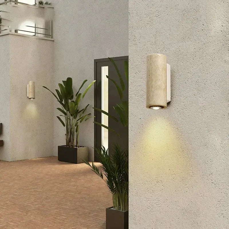 Modern stone and wood wall lamp bedroom cave stone outdoor light