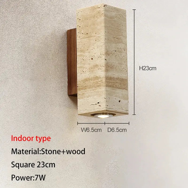 Modern stone and wood wall lamp bedroom cave stone outdoor light