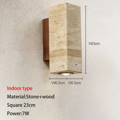 Modern stone and wood wall lamp bedroom cave stone outdoor light