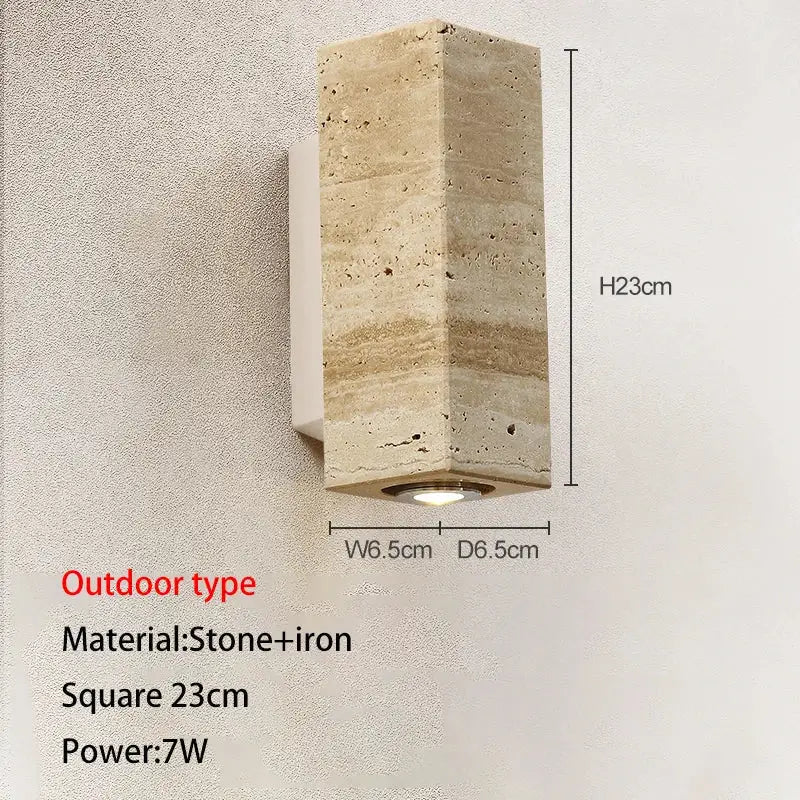 Modern stone and wood wall lamp bedroom cave stone outdoor light