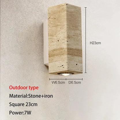 Modern stone and wood wall lamp bedroom cave stone outdoor light
