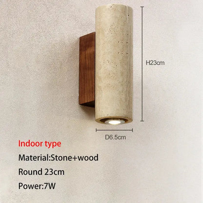 Modern stone and wood wall lamp bedroom cave stone outdoor light