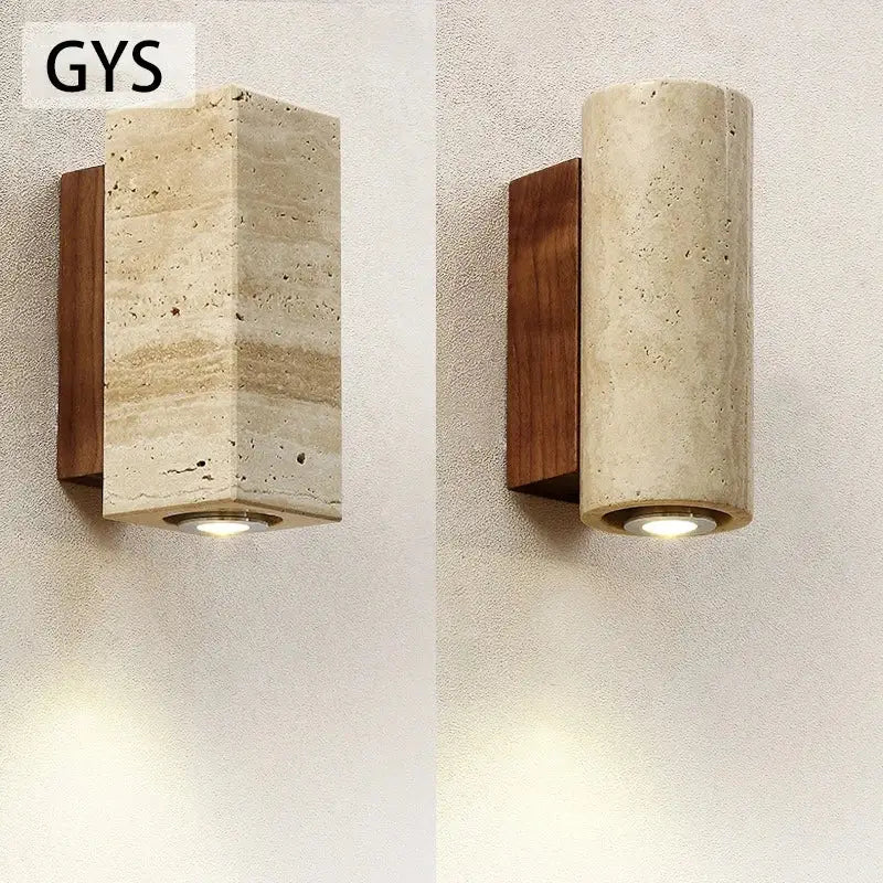 Modern stone and wood wall lamp bedroom cave stone outdoor light