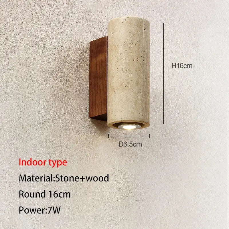Modern stone and wood wall lamp bedroom cave stone outdoor light