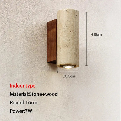 Modern stone and wood wall lamp bedroom cave stone outdoor light