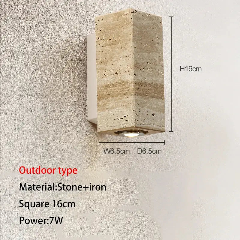 Modern stone and wood wall lamp bedroom cave stone outdoor light