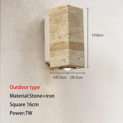 Modern stone and wood wall lamp bedroom cave stone outdoor light