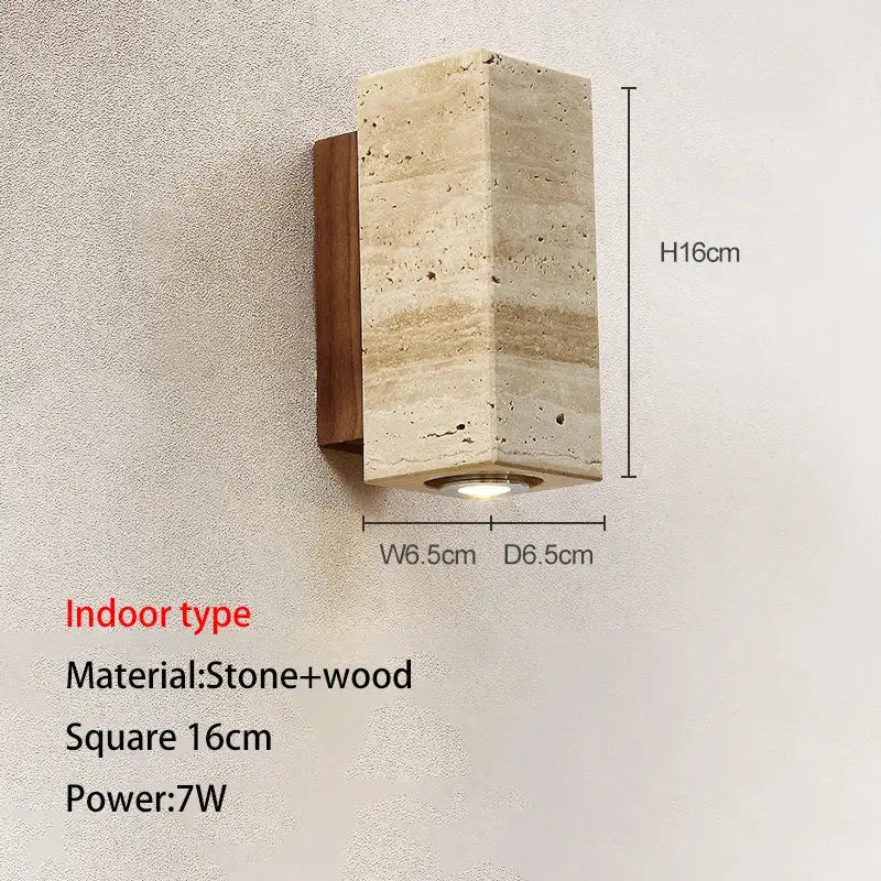 Modern stone and wood wall lamp bedroom cave stone outdoor light