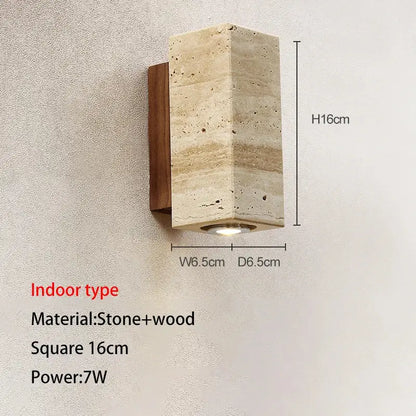 Modern stone and wood wall lamp bedroom cave stone outdoor light
