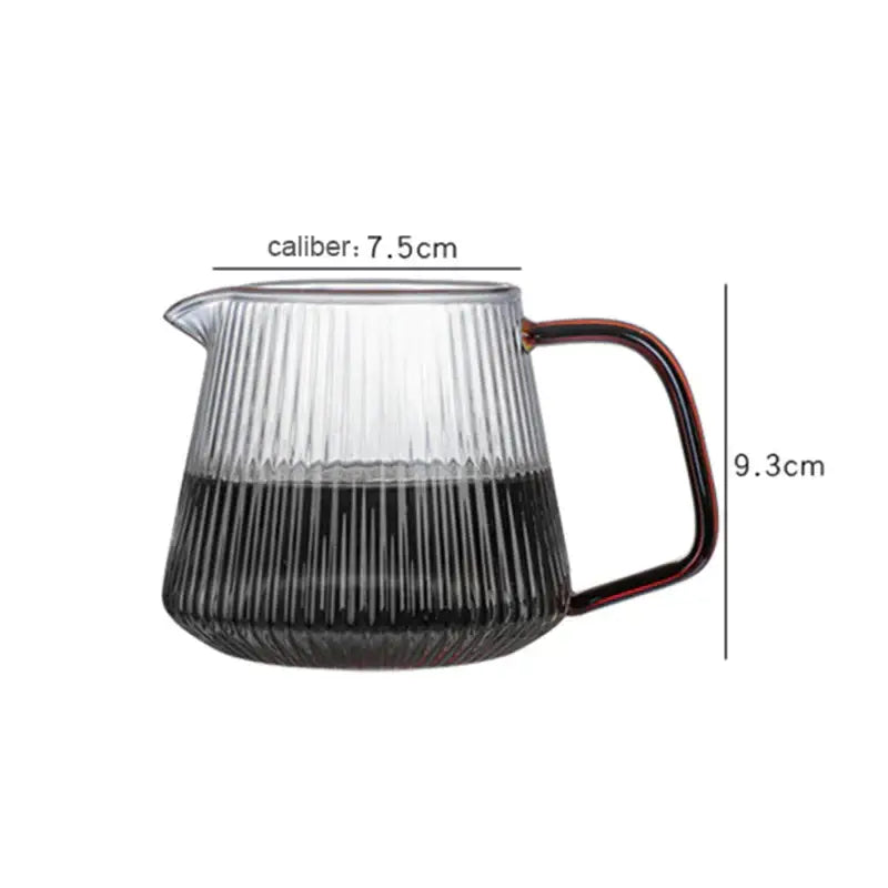 Modern striped glass coffee pot with amber handle kitchen carafe