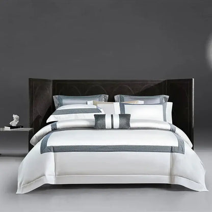 Modern striped white & beige luxury bedding set bedroom cotton