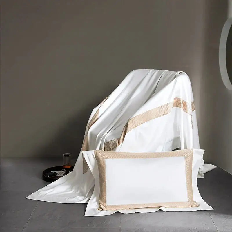 Modern striped white & beige luxury bedding set bedroom cotton