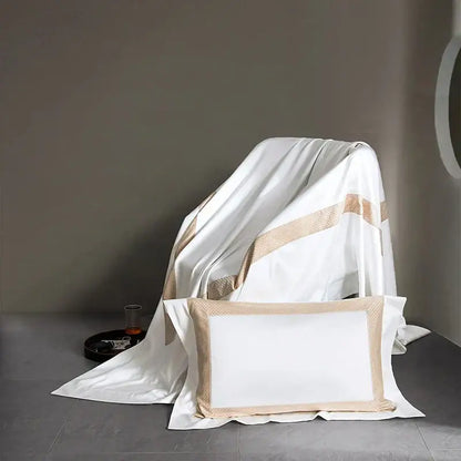 Modern striped white & beige luxury bedding set bedroom cotton