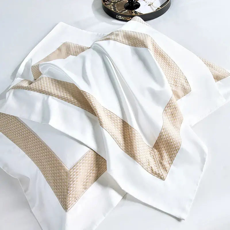 Modern striped white & beige luxury bedding set bedroom cotton