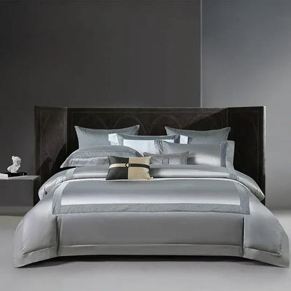 Modern striped white & beige luxury bedding set bedroom cotton