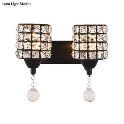 Modern style black crystal wall sconce bedroom 110v-120v light fixture