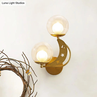 DecorBites™ Modern Style Black/Gold Ball Wall Sconce: 2-Light Clear Glass Wall Mount Lamp Kit
