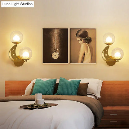 DecorBites™ Modern Style Black/Gold Ball Wall Sconce: 2-Light Clear Glass Wall Mount Lamp Kit