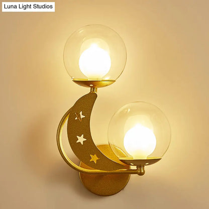 DecorBites™ Modern Style Black/Gold Ball Wall Sconce: 2-Light Clear Glass Wall Mount Lamp Kit