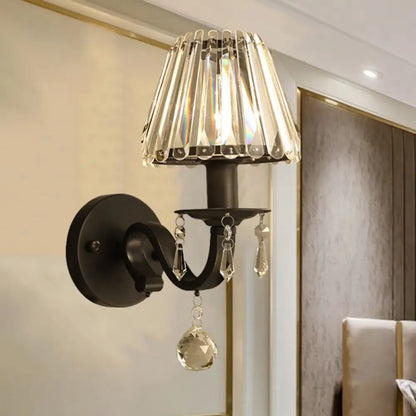 DecorBites™ Modern Style Black/Gold Finish Crystal Shade Wall Sconce for Living Room