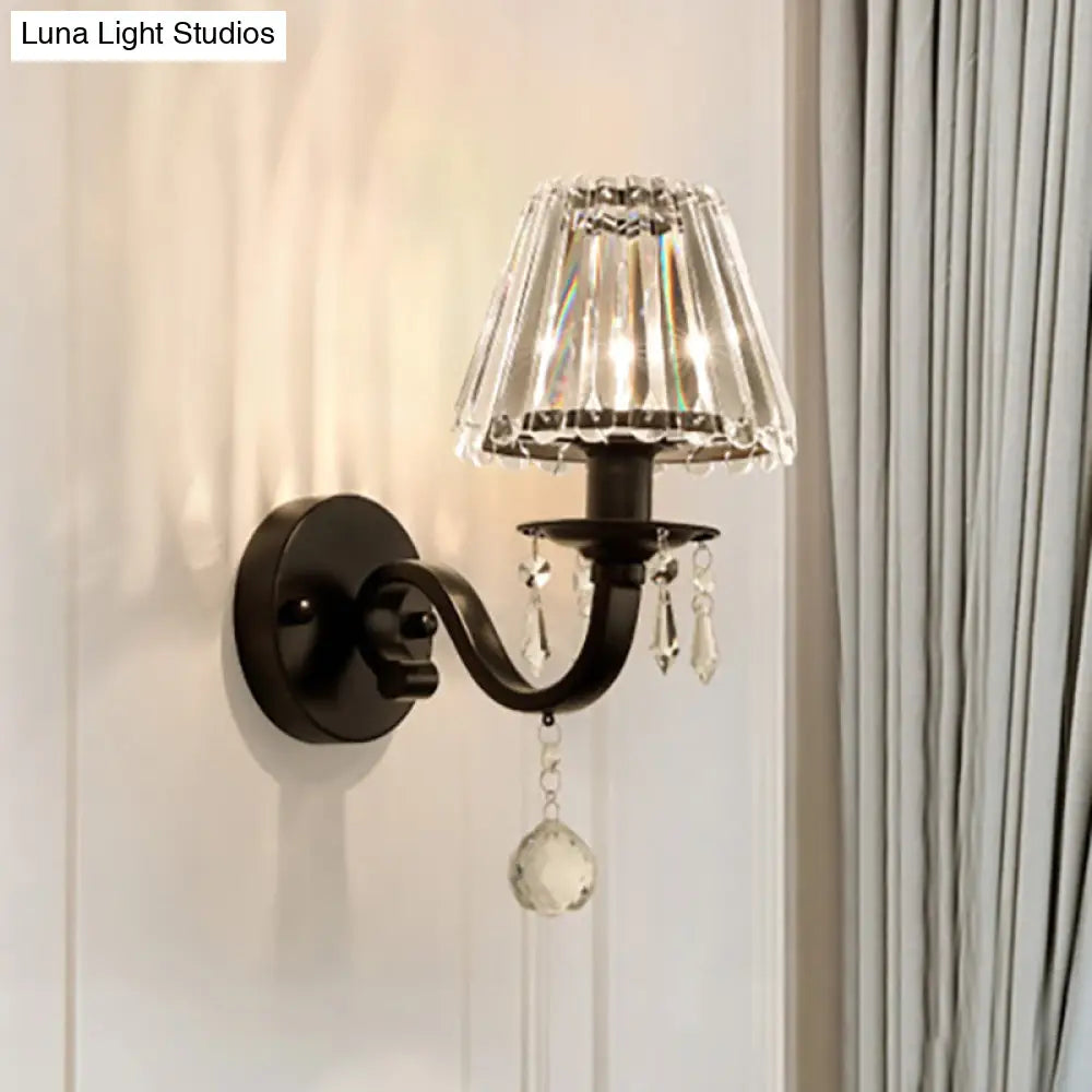 DecorBites™ Modern Style Black/Gold Finish Crystal Shade Wall Sconce for Living Room